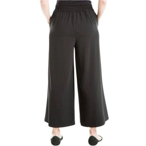 New Max Studio Pinstripe Twill Wide Leg Pants in Black Size L - Picture 3 of 8